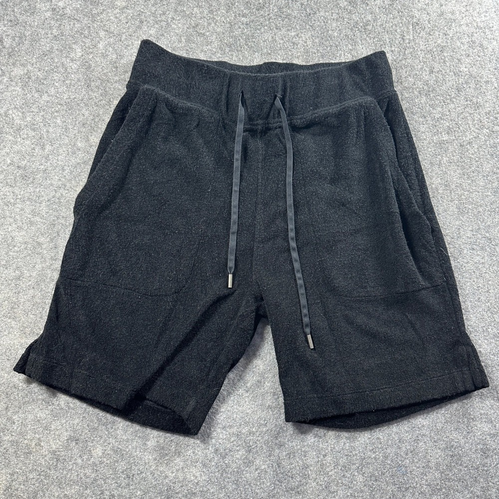 Blue & Cream Terry Cloth Shorts Mens Small Black Drawstring Resort Made in NYC